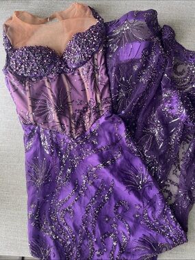 Sparkling Purple African Beaded Evening Gown Size Small